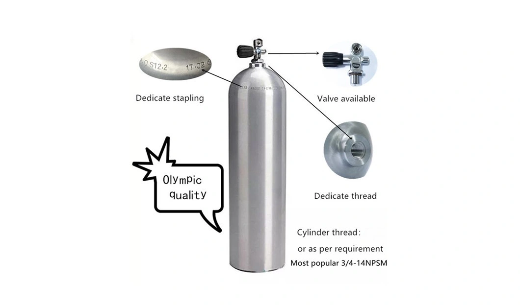 Manufacturer Direct High Pressure Seamless S80 S90 0.5~20L Scuba Diving Gas Cylinder